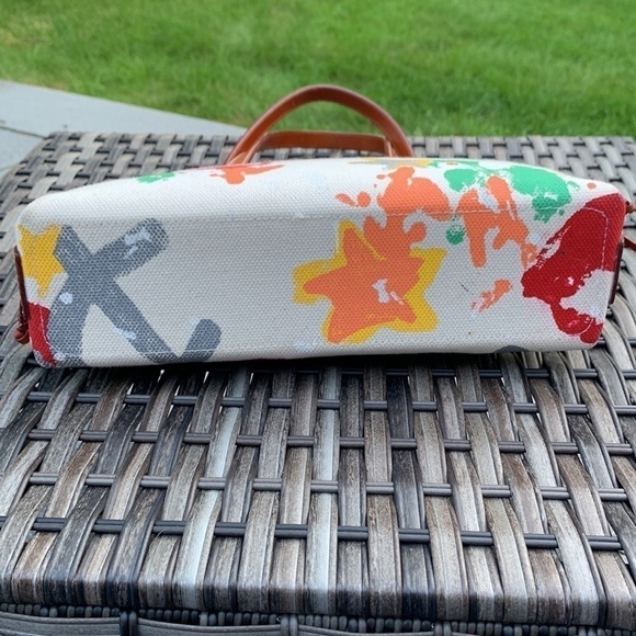 DOONEY & Bourke Painted Canvas Graffiti Shoulder Bag with Leather Trim - Picture 7 of 15